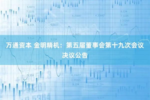 万通资本 金明精机：第五届董事会第十九次会议决议公告